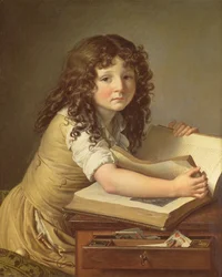 A Child Looking at Pictures in a Book
